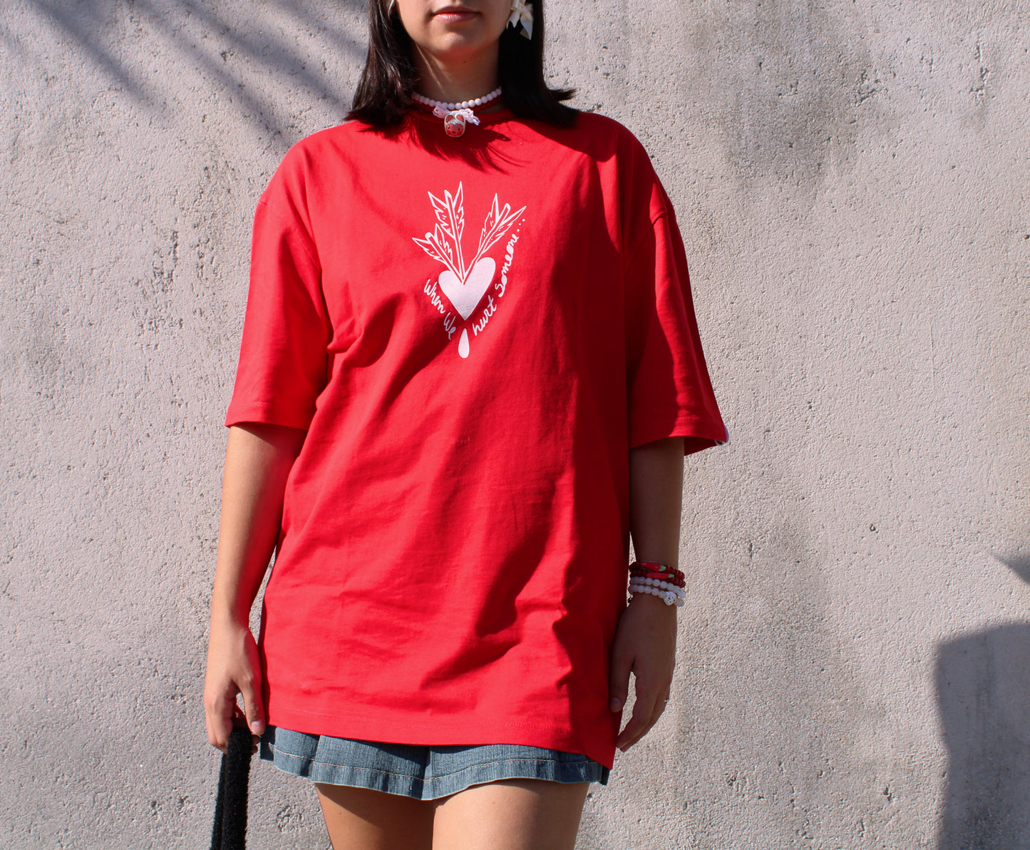 Oversize T-shirt Heart and Arrows